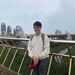 John on a walking bridge.